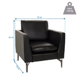 Disegno tecnico della Poltrona Lounge BAVERO con 75 x 65 cm e portata massima di 120 kg di hjh OFFICE