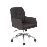 Sedia Home Office SHAKE 350 grigio scuro con motivo trapuntato e base a cinque ruote di hjh OFFICE – vista a 360° (vista frontale a tre quarti 40°)