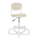 Sedia girevole per bambini KIDDY BASE I beige con imbottitura e base bianca a cinque ruote di hjh OFFICE – vista a 360° (vista frontale a tre quarti 30°)