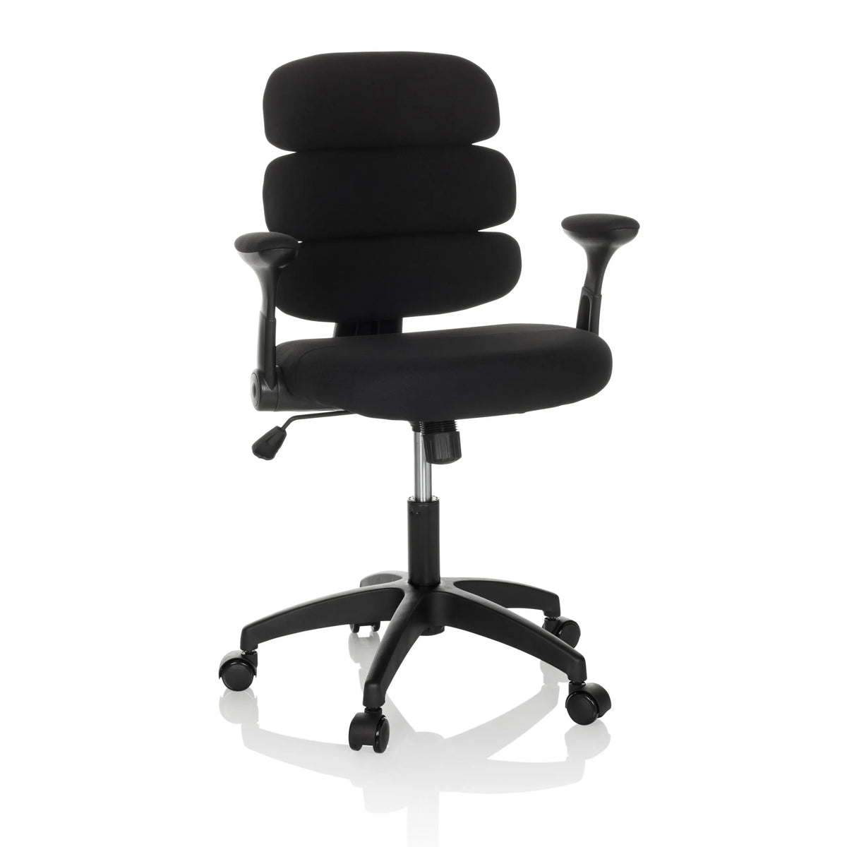 Sedia girevole per bambini KID ERGOLINO B nera con schienale imbottito e base a cinque ruote di hjh OFFICE – vista a 360° (vista frontale 15°)