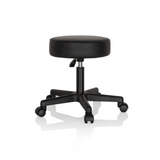 Sgabello girevole nero OPERATOR I con seduta imbottita e base a cinque ruote di hjh OFFICE – vista a 360° (vista posteriore a tre quarti 120°)