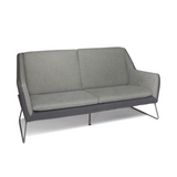 Sofà lounge LAGUN grigio chiaro con accenti grigio scuro e sottili piedi in metallo di hjh OFFICE – vista a 360° (profilo laterale 90°)