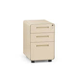 Cassettiera con rotelle COLOR PLUS I beige in metallo con tre cassetti e quattro ruote di hjh OFFICE – vista a 360° (vista frontale 15°)