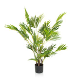 Piante artificiali verdi ARECA I con foglie simili a palme in un vaso nero di hjh OFFICE – vista a 360° (vista frontale 0°)