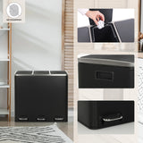 Cestini tripli Clean 9 in nero con tre coperchi a ribalta separati e pedali di hjh OFFICE