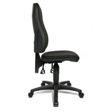 Sedia Home Office POINT 60 in nero con rivestimento in tessuto e base a rotelle di Topstar