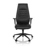 Poltrona professionale VITORO B nera con imbottitura trapuntata e base a cinque ruote di hjh OFFICE – vista a 360° (vista frontale 0°)