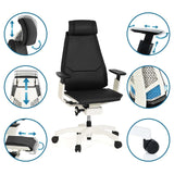 High-end Sedia da ufficio GENIDIA PRO WHITE in nero con diverse possibilità di regolazione di hjh OFFICE