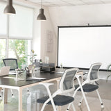 Sedia pieghevole grigia PRIORITY II W con struttura bianca e schienale in rete di hjh OFFICE