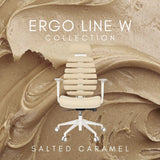 Sedia da ufficio professionale ERGO LINE W nel colore Salted Caramel con struttura e ruote bianche di hjh OFFICE