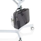 Borsa per laptop grigia con tracolla sulla struttura della scrivania in piedi STAND VM-SU I di hjh OFFICE