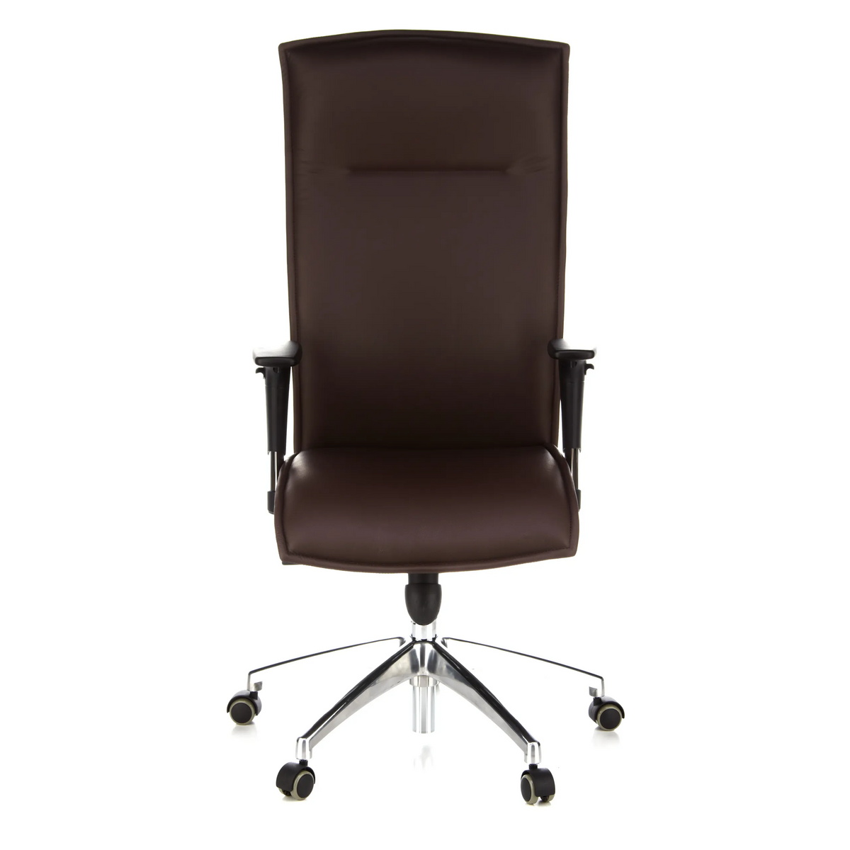 Poltrona di lusso MURANO 20 marrone scuro con braccioli e base a cinque ruote di hjh OFFICE – vista a 360° (vista frontale 0°)