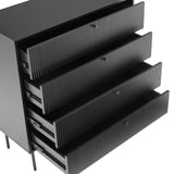Cassetti aperti con frontali scanalati della Cassettiera KARBY K in nero di hjh LIVING