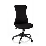 Sedia da ufficio professionale OFFICE XT nera con base a stella e cinque ruote di hjh OFFICE – vista a 360° (vista frontale 20°)