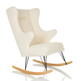 Poltrona Lounge bianca MAPOON come sedia a dondolo con pattini in legno e metallo di hjh LIVING – vista a 360° (vista frontale a tre quarti 45°)