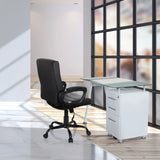 Poltrona Home Office ERGOSMOOTH BIG in nero a una scrivania bianca con piano in vetro di hjh OFFICE