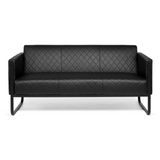 Schwarzes Loungesofa ARUBA BLACK mit Rautensteppung und Metallgestell von hjh OFFICE – 360-Grad-Ansicht (Frontansicht 0°)