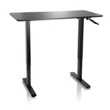 Scrivania in piedi STAND CR nera con manovella per la regolazione dell'altezza di hjh OFFICE – vista a 360° (vista frontale 20°)