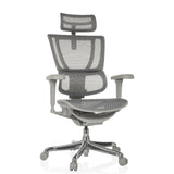 Poltrona di lusso ERGOHUMAN SLIM ULTRA G GEN2 grigia con schienale in rete e base a cinque ruote di hjh OFFICE – vista a 360° (vista frontale 15°)