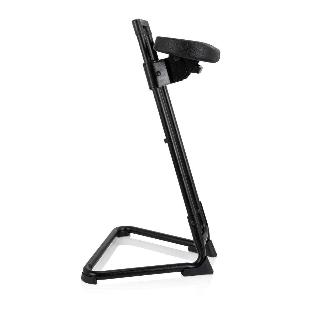 Ausilio per la posizione eretta TOP WORK 32 nero con seduta imbottita e base a U di hjh OFFICE – vista a 360° (profilo laterale 80°)