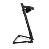 Ausilio per la posizione eretta TOP WORK 32 nero con seduta imbottita e base a U di hjh OFFICE – vista a 360° (profilo laterale 80°)