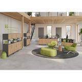 Seduta singola FlexWall con due cassetti in rovere rustico in un ambiente ufficio di hjh OFFICE PRO