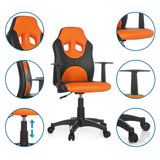 Sedia girevole per bambini KID GAME AL in nero-arancione con viste dettagliate di braccioli, pistone a gas e rotelle di hjh OFFICE