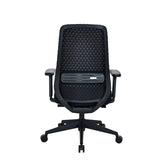 Vista posteriore della Sedia da ufficio professionale Verviq in nero con schienale strutturato di hjh OFFICE