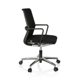 Sedia da ufficio professionale MOVE-TEC 3D nera con braccioli e base a cinque ruote di hjh OFFICE – vista a 360° (profilo laterale 80°)