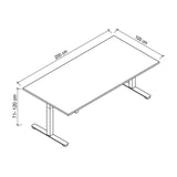 Disegno tecnico della scrivania XMST 2E S di 200 × 100 cm di hjh OFFICE PRO
