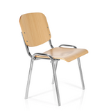Sedia a quattro gambe XT 600 C H in faggio con struttura in cromo di hjh OFFICE – vista a 360° (vista frontale a tre quarti 60°)