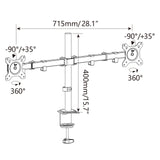 Disegno tecnico del Supporto per monitor Ergomount M2 con una larghezza di 715 mm di hjh OFFICE