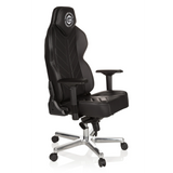 Sedia da gaming GAMEBREAKER COLOSSUS nera con braccioli e base lucida a cinque ruote di hjh OFFICE – vista a 360° (vista frontale a tre quarti 60°)