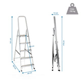 Disegno dimensionale della Scala richiudibile SOLID III con un'altezza di 170 cm e una portata di 150 kg di hjh OFFICE