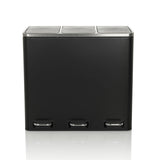 Cestini neri Clean 9 con tre scomparti, coperchi argentati e pedali di hjh OFFICE – vista a 360° (vista frontale 0°)