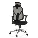 Sedia da ufficio professionale RALOO PRO nera con schienale in rete e base a cinque ruote di hjh OFFICE – vista a 360° (vista frontale 15°)