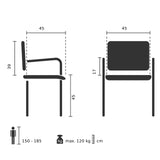 Disegno tecnico della Sedia pieghevole SCANDIO con un'altezza della seduta di 45 cm di hjh OFFICE