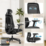 Sedia da ufficio professionale Vivadapt con poggiatesta regolabile e braccioli 3D di hjh OFFICE (immagine generata dall’IA)