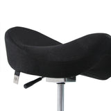 Seduta nera dello sgabello a sella MOVE-TEC 3D PRO I con base a stella a pistone a gas cromata di hjh OFFICE
