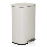 Cestino CLEAN XV beige con coperchio e pedale di hjh OFFICE – vista a 360° (vista frontale a tre quarti 45°)