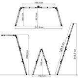 Disegno tecnico della Scala richiudibile SOLID W3 con una larghezza di 212,6 cm di hjh OFFICE