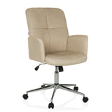 Sedia Home Office SOLAO 400 beige con braccioli imbottiti e base a cinque ruote di hjh OFFICE – vista a 360° (vista frontale a tre quarti 30°)