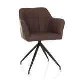 Sedia per sala da pranzo ELVERUM SPU marrone scuro con struttura a quattro gambe di hjh LIVING – vista a 360° (vista frontale 15°)