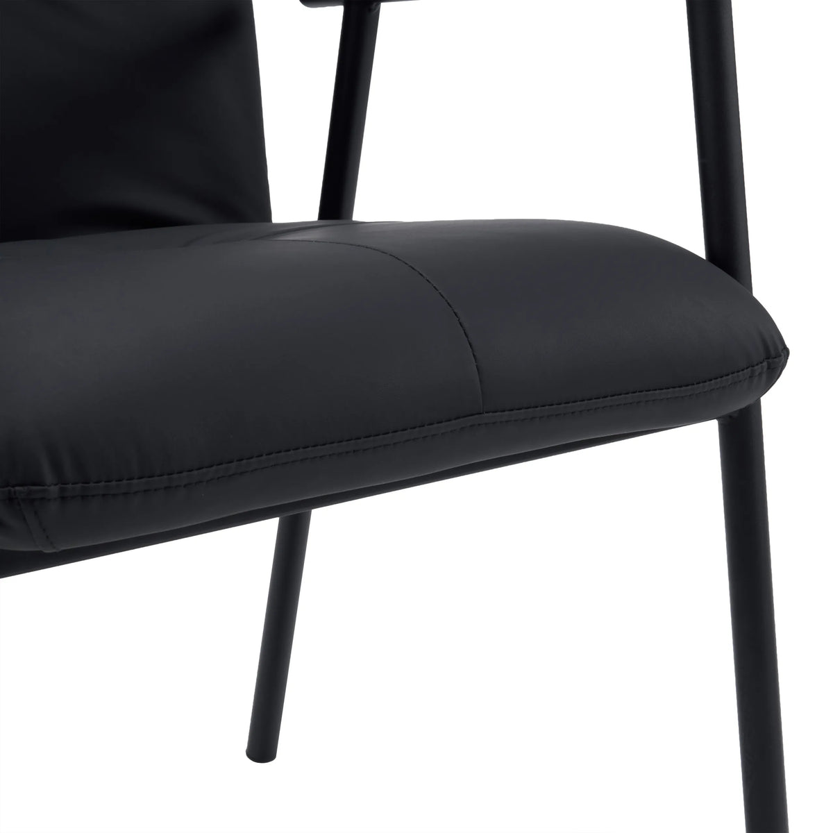 Seduta in ecopelle nera della sedia imbottita Lifea Flex con gambe nere sottili di hjh LIVING