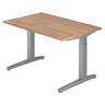 Höhenverstellbarer Schreibtisch XTRA XB 12 SS in Nussbaumoptik mit grauem Gestell von hjh OFFICE PRO