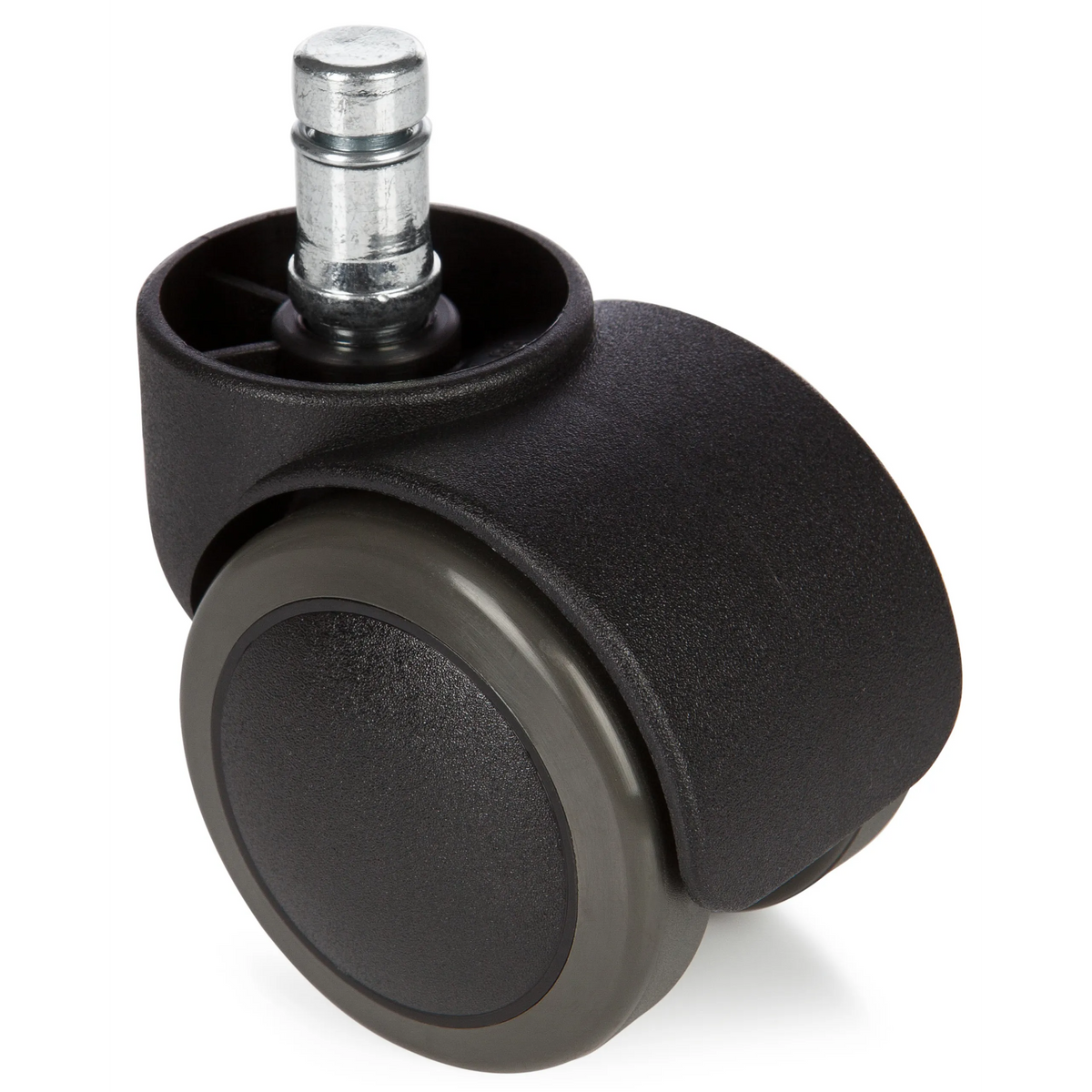 Rotelle per Sedia 5x ROLO 11mm/50mm nere per pavimenti duri con perno in metallo argento di hjh OFFICE – vista a 360° (vista frontale 0°)