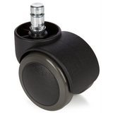 Rotelle per Sedia 5x ROLO 11mm/50mm nere per pavimenti duri con perno in metallo argento di hjh OFFICE – vista a 360° (vista frontale 0°)