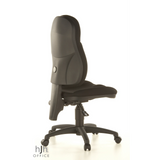 Sedia Home Office WELLPOINT 10 nera con base a stella e cinque rotelle di Topstar – vista a 360° (vista posteriore a tre quarti 120°)