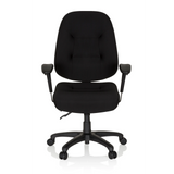 Sedia da ufficio professionale ZENIT XXL nera con braccioli e base a cinque ruote di hjh OFFICE – vista a 360° (vista frontale 0°)
