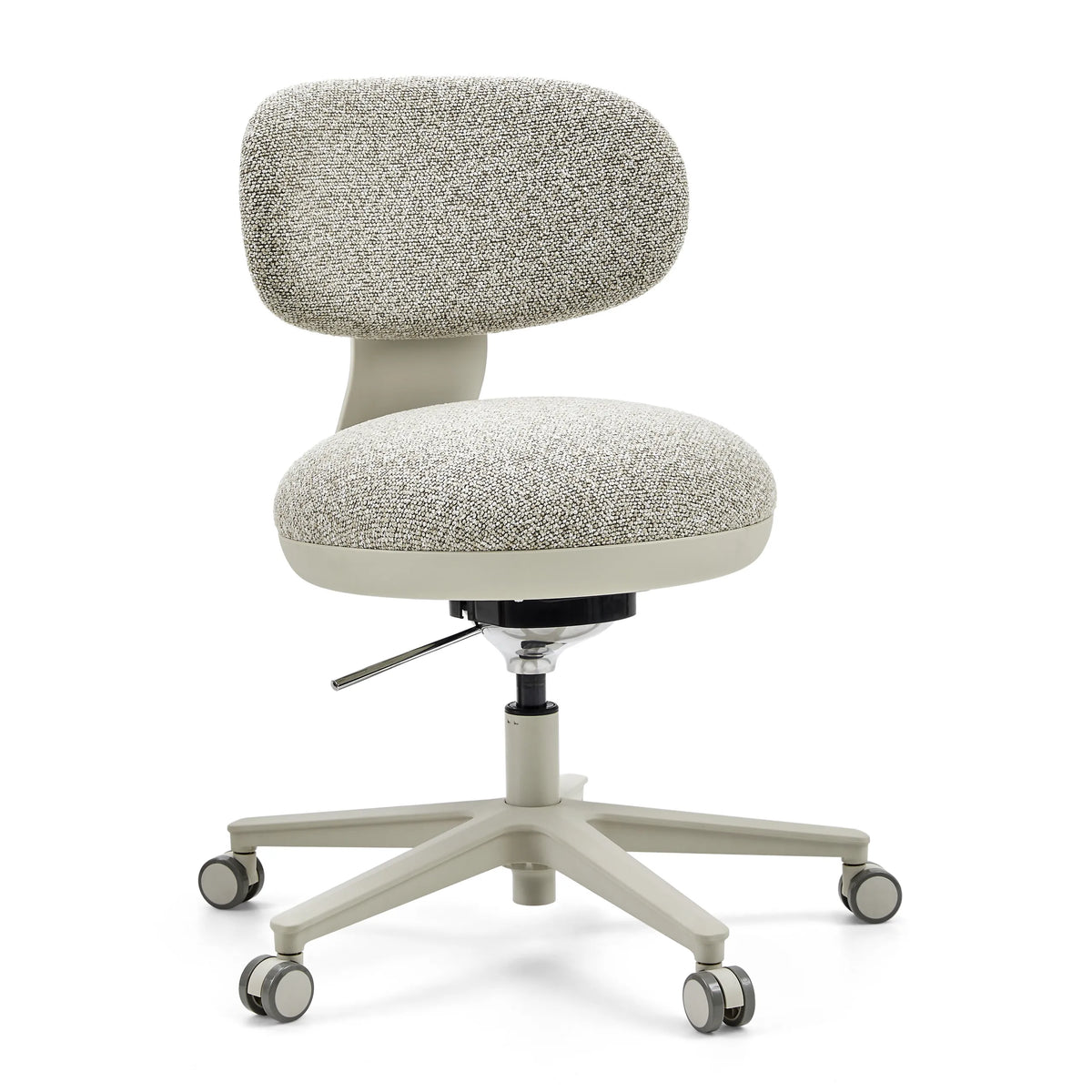 Sedia Home Office SITMOTION W grigia con rivestimento in tessuto strutturato e base a cinque ruote di hjh OFFICE – vista a 360° (vista frontale a tre quarti 30°)